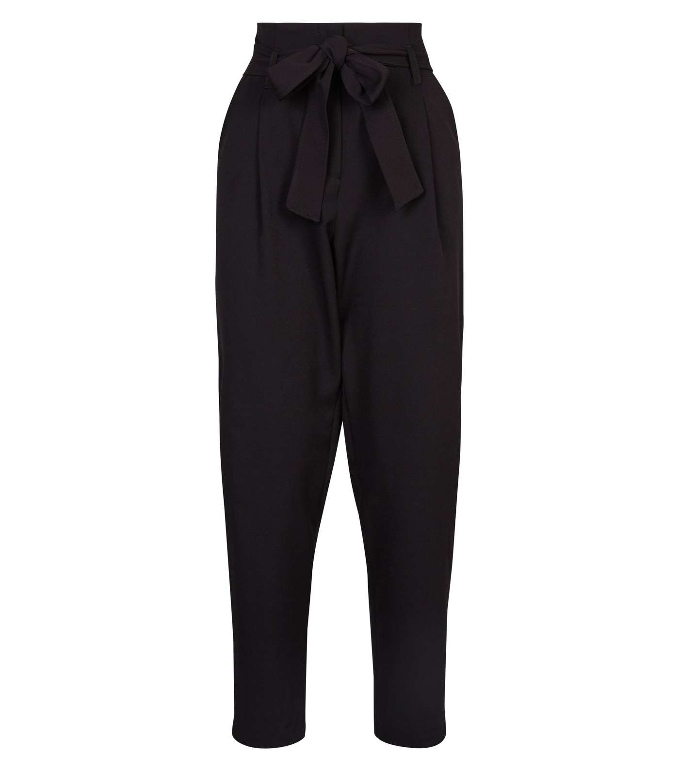 Black High Waist Paperbag Trousers  Image 4