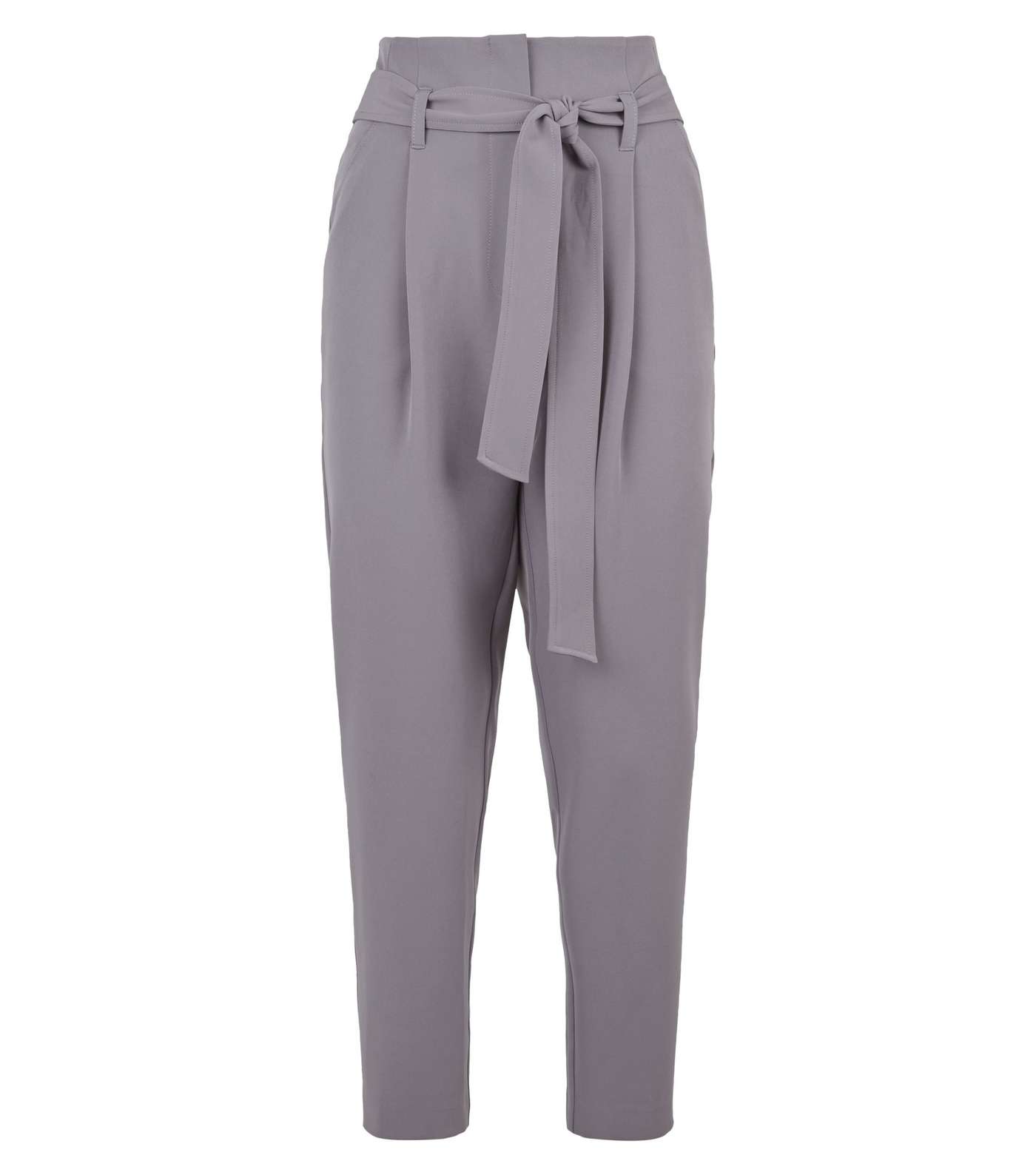 Dark Grey High Waist Paperbag Trousers  Image 4
