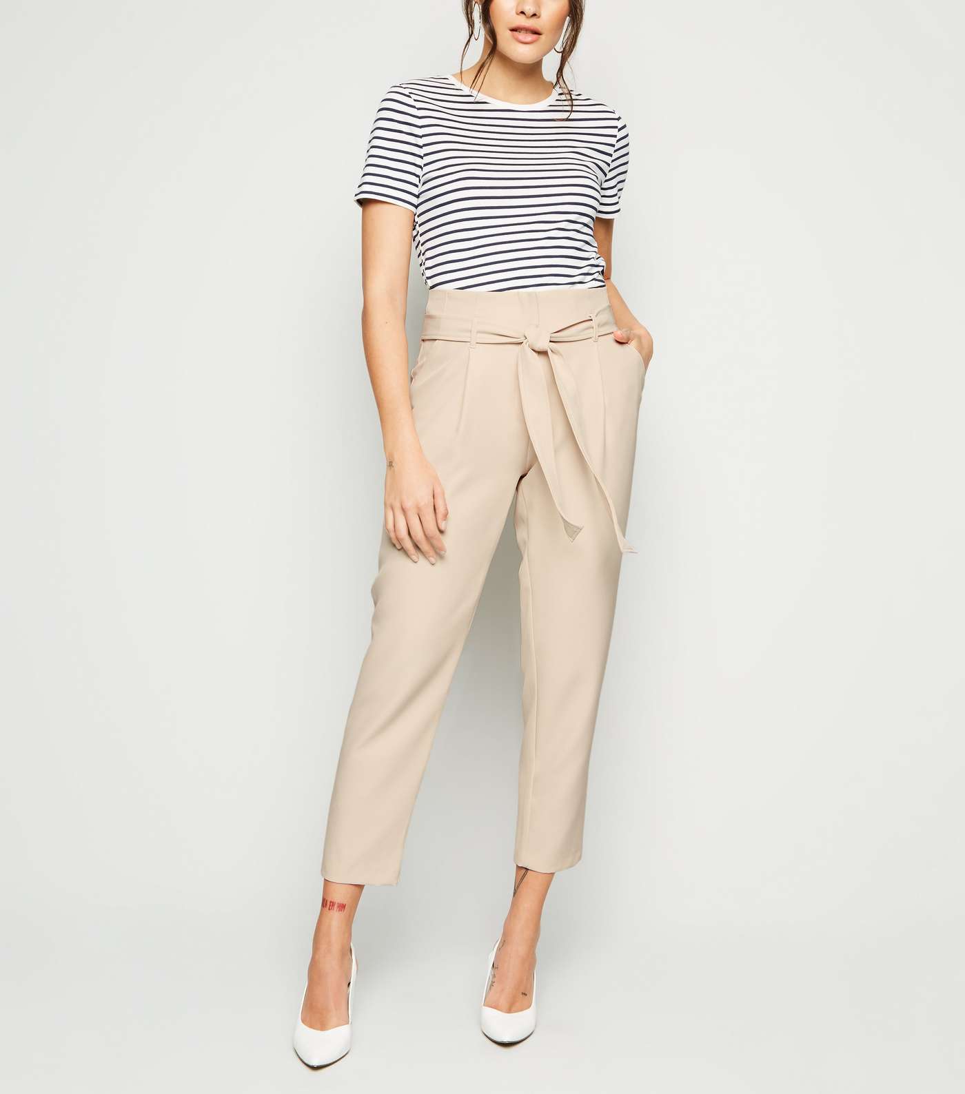 Stone High Waist Paperbag Trousers