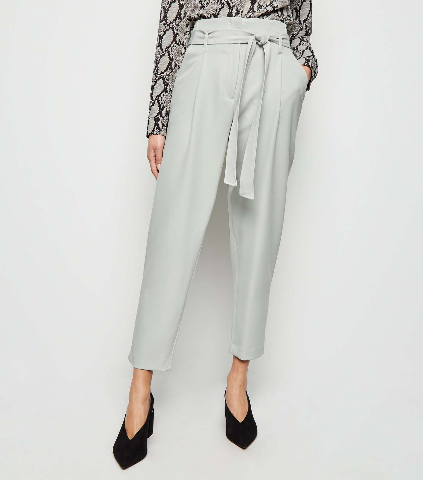 Mint Green High Waist Paperbag Trousers Image 2