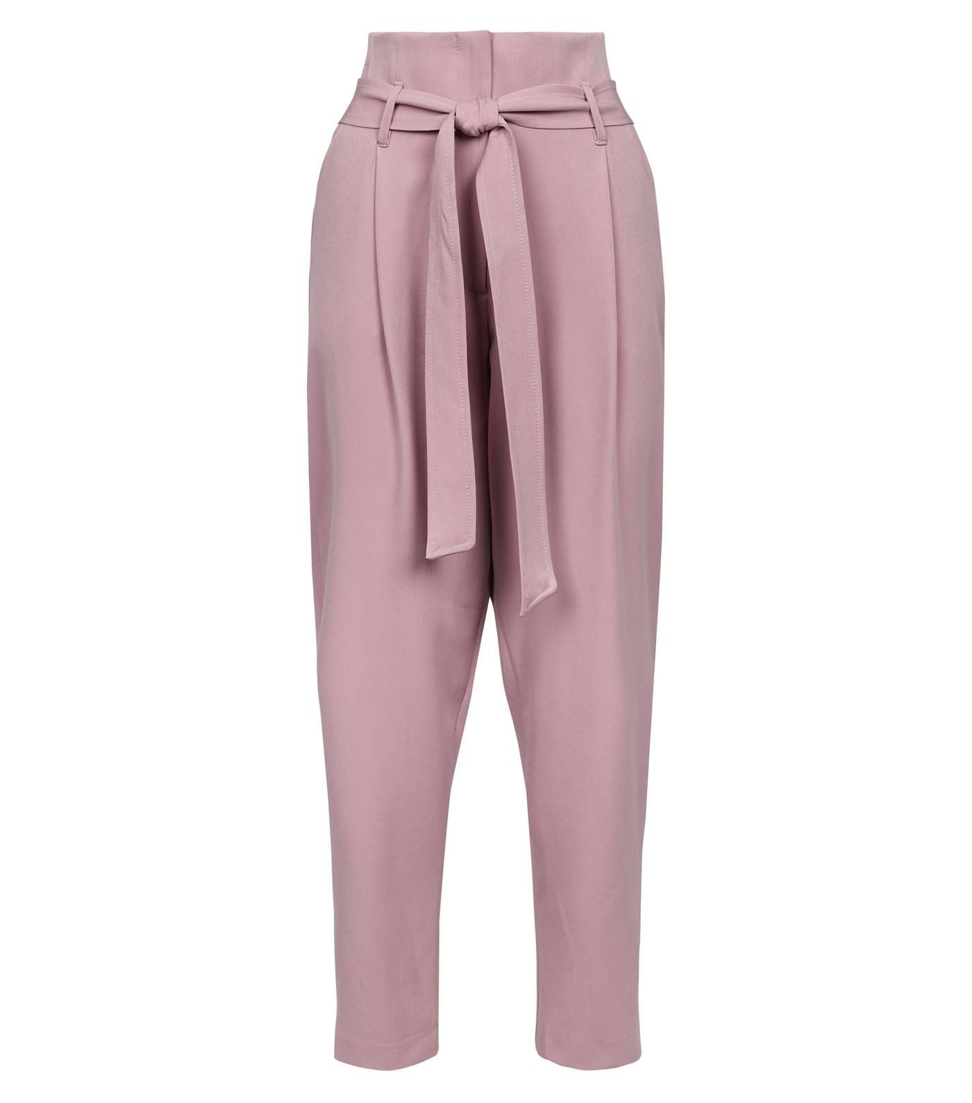 Lilac High Waist Paperbag Trousers Image 4