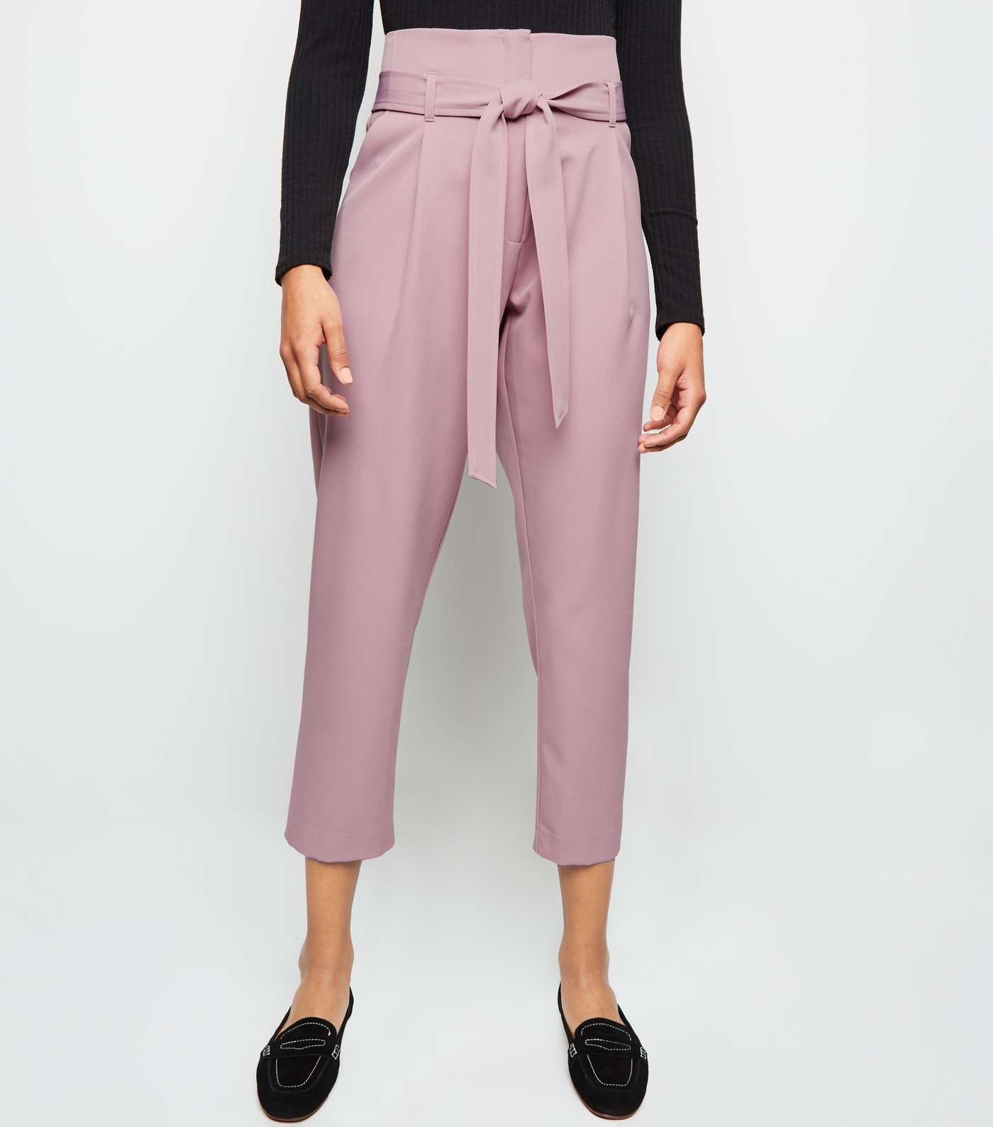 Lilac High Waist Paperbag Trousers Image 2