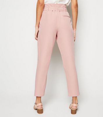 Mid Pink High Waist Paperbag Trousers 