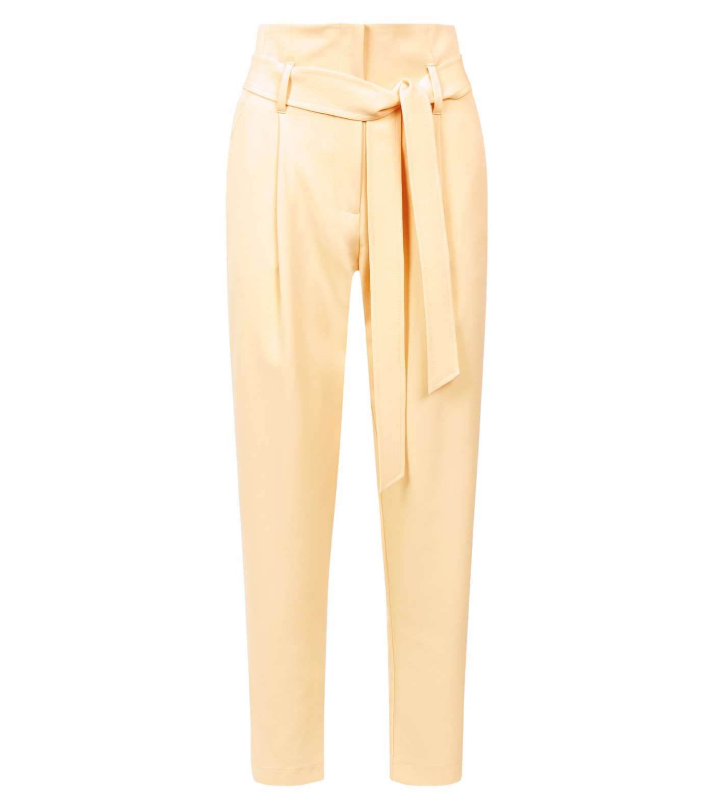 Pale Yellow High Waist Paperbag Trousers Image 4