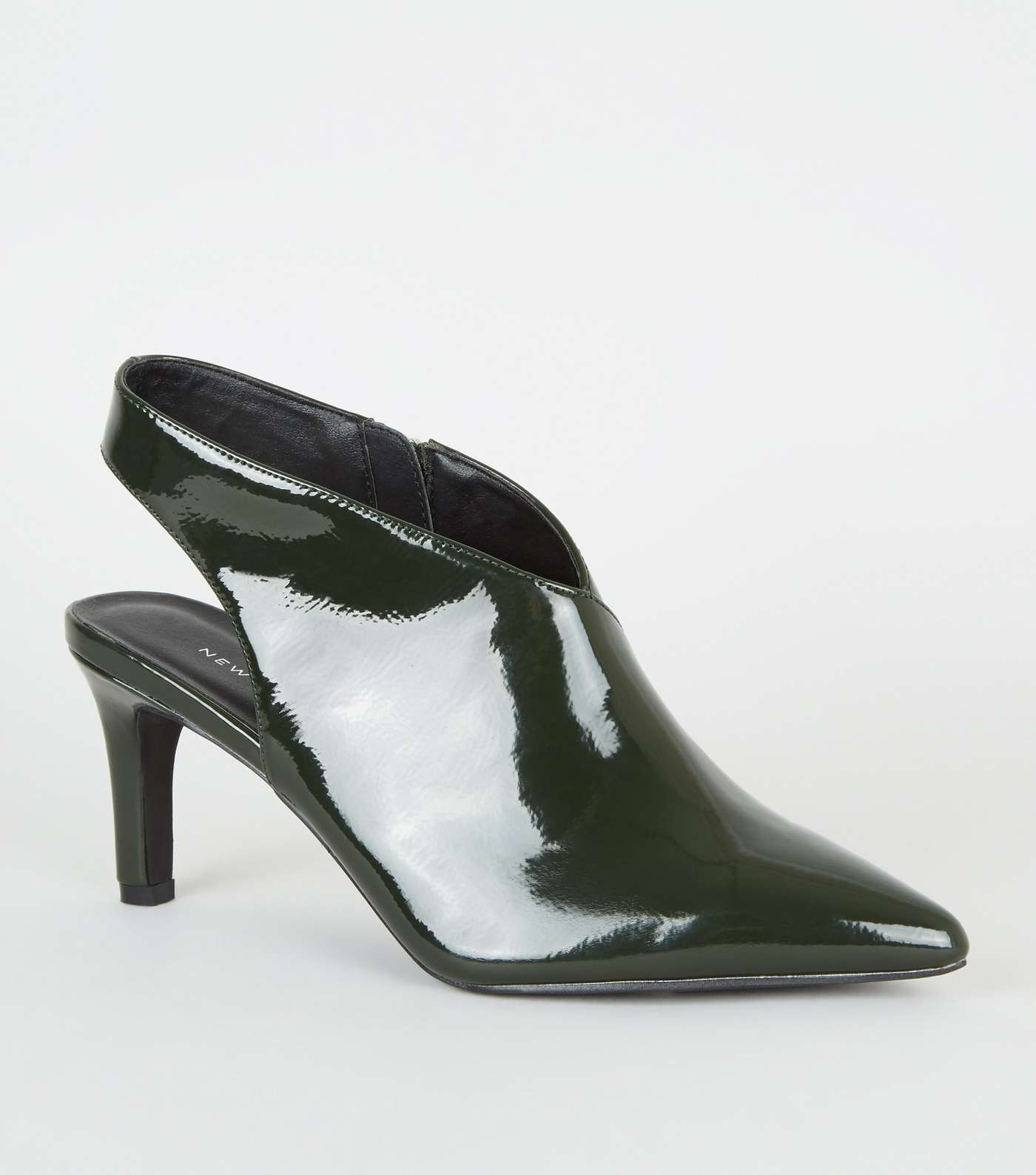 Khaki Patent Wrap Side Shoe Boots