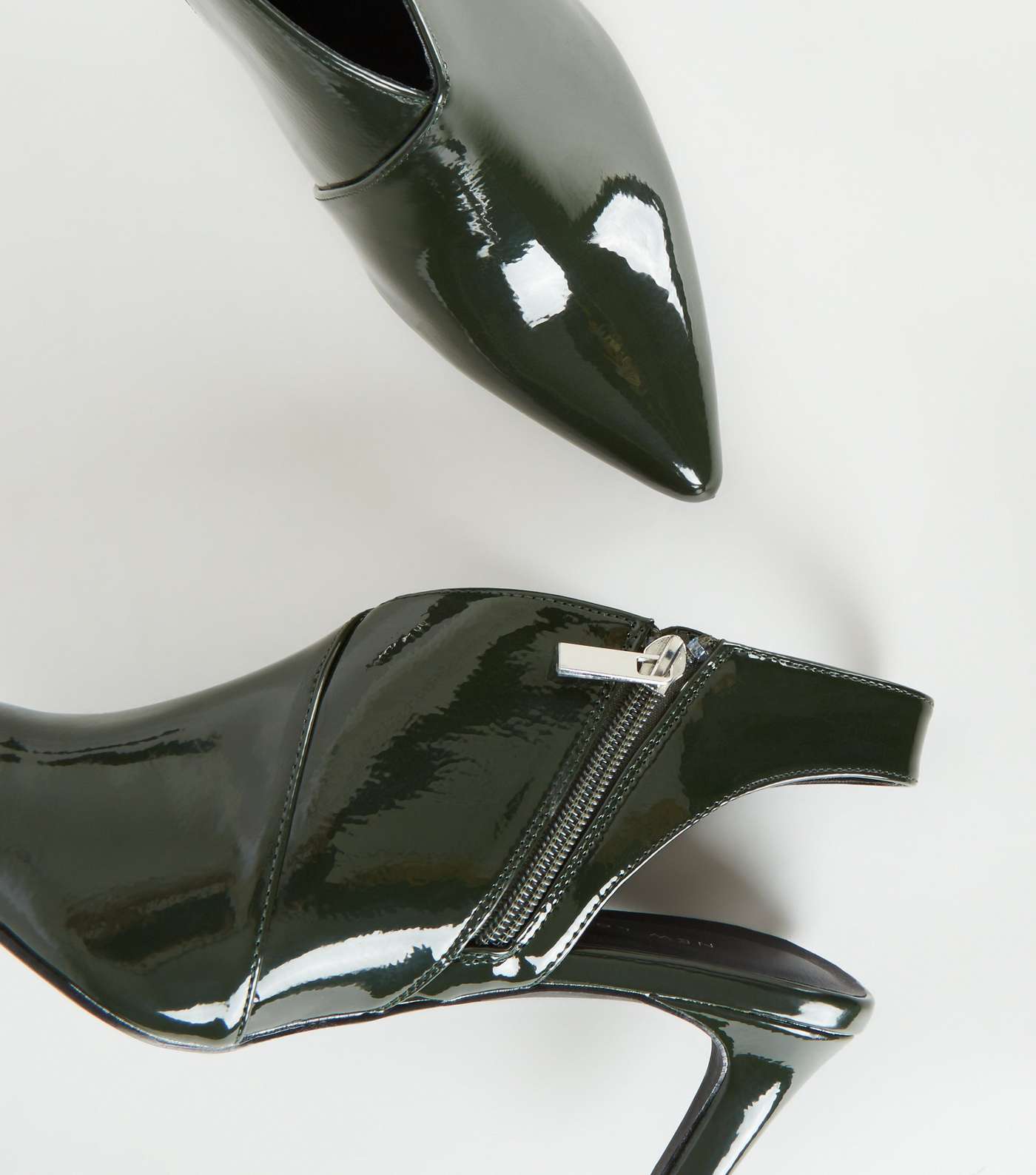 Khaki Patent Wrap Side Shoe Boots Image 3