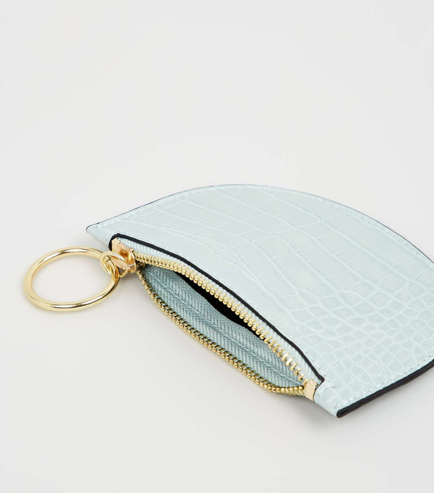 Mint Green Faux Croc Ring Zip Coin Purse Image 2