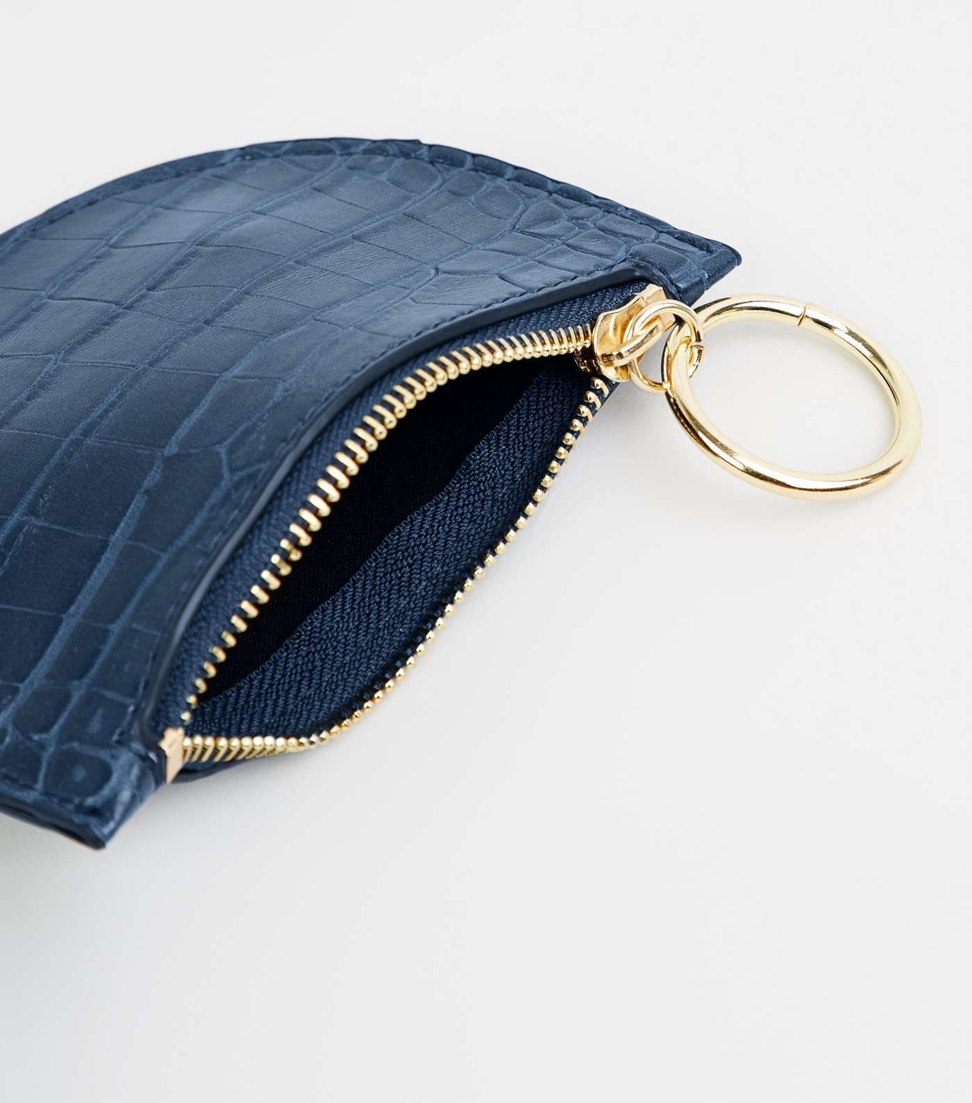 Navy Faux Croc Ring Zip Coin Purse Image 2