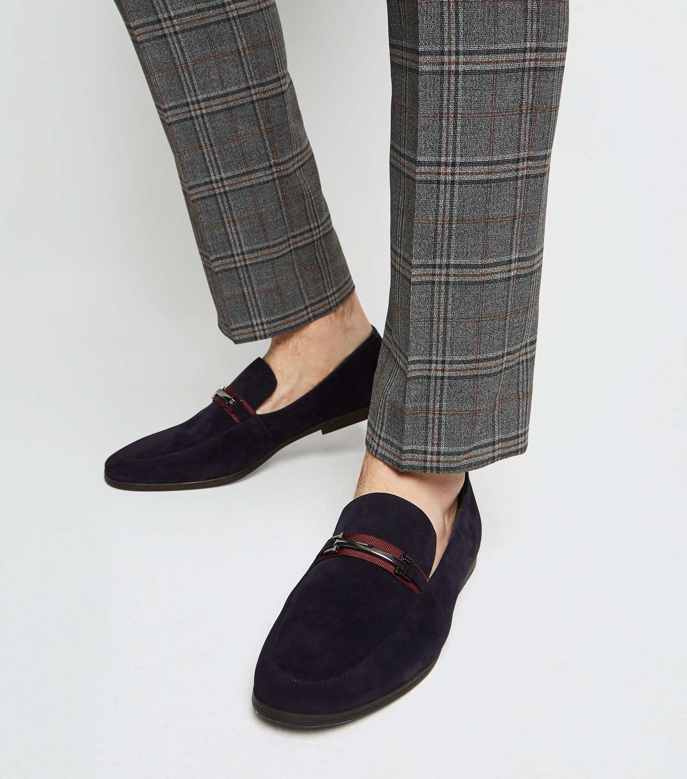Navy Tape Bar Front Loafers