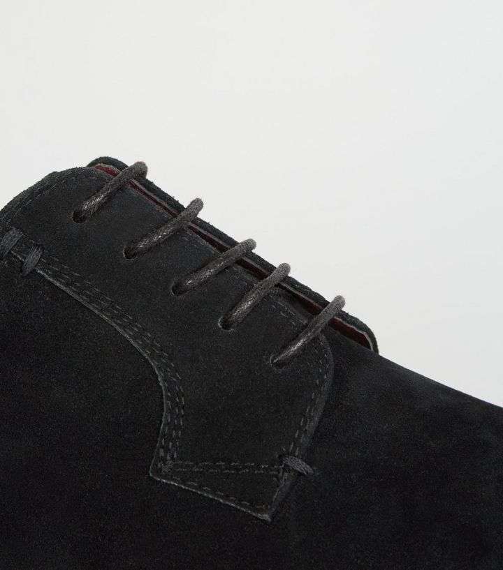 Schwarze Derby Schuhe In Wildleder Optik Mit Schnurung New Look