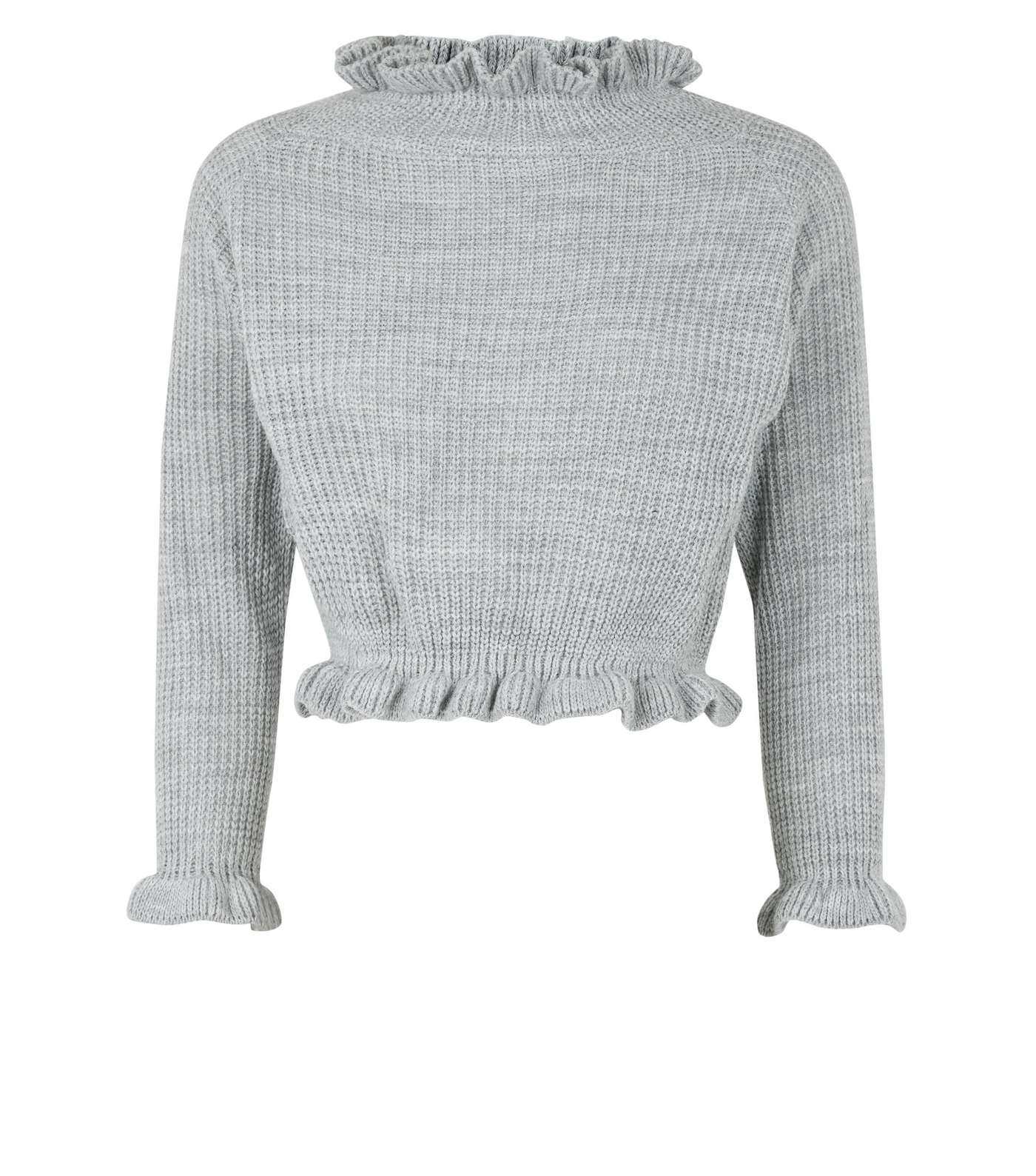 Cameo Rose Grey Frill Trim Cropped Jumper Image 4