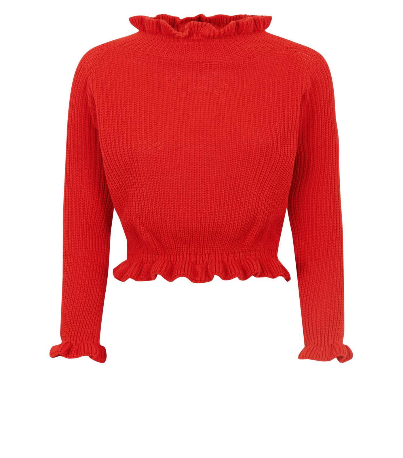 Cameo Rose Red Frill Trim Cropped Jumper Image 4