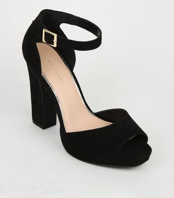 black peep toe sandal heels