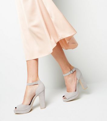 Grey Suedette Peep Toe Platform Block Heels New Look shop for Grey Suedette Peep Toe Platform Block Heels New Look at Shopo
