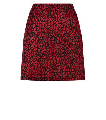 new look red leopard print skirt