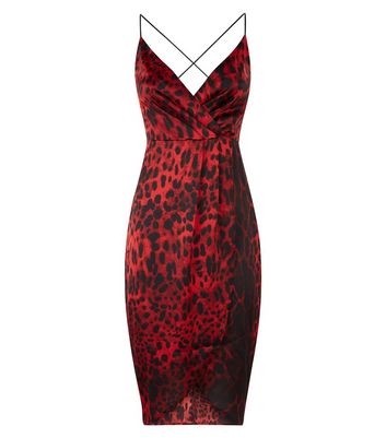blue vanilla red leopard print dress