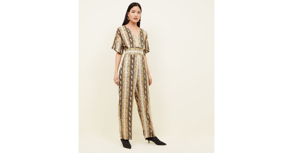 Blue Vanilla Brauner Jumpsuit Mit Schlangenmuster New Look