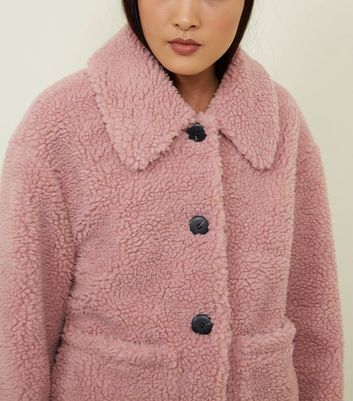 Pink borg teddy coat best sale