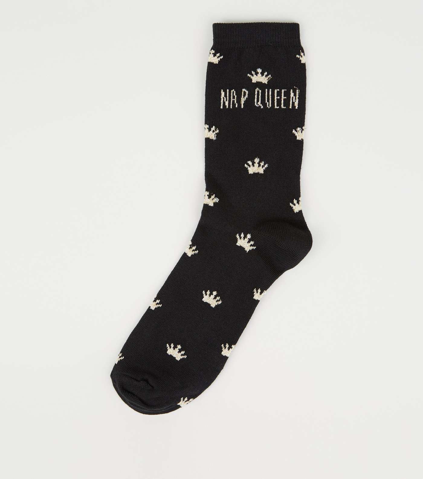Black Crown Print Nap Queen Socks