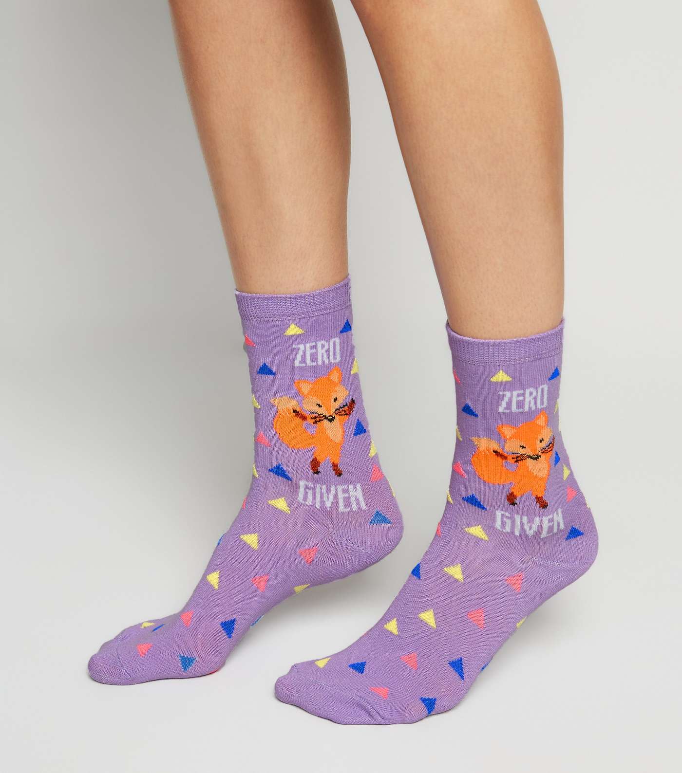 Lilac Zero Fox Given Slogan Socks  Image 2