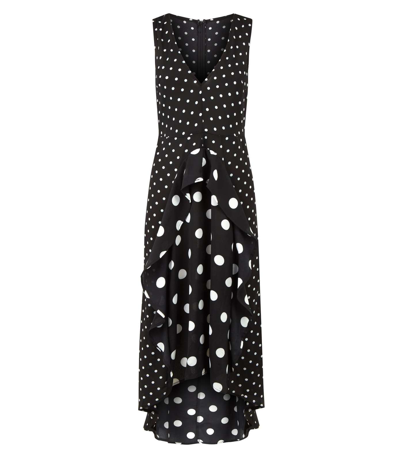 AX Paris Black Spot Print Frill Midi Dress  Image 4