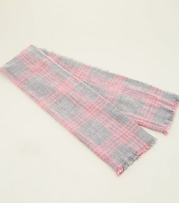 pink and grey check scarf