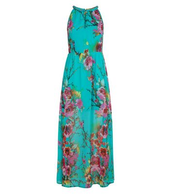green halter neck maxi dress