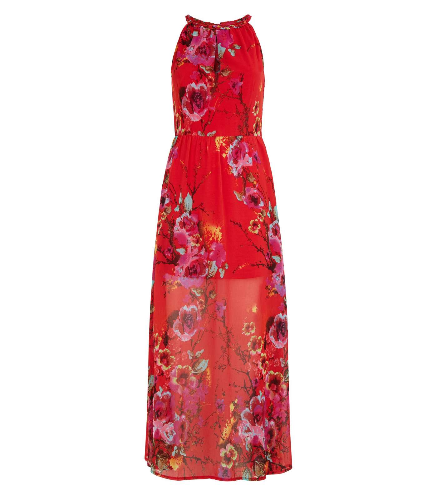 Blue Vanilla Red Floral Halterneck Maxi Dress Image 4
