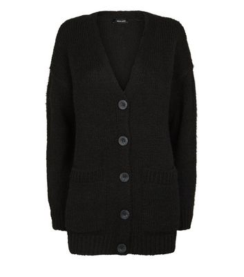 Black Button Up Oversized Cardigan New Look