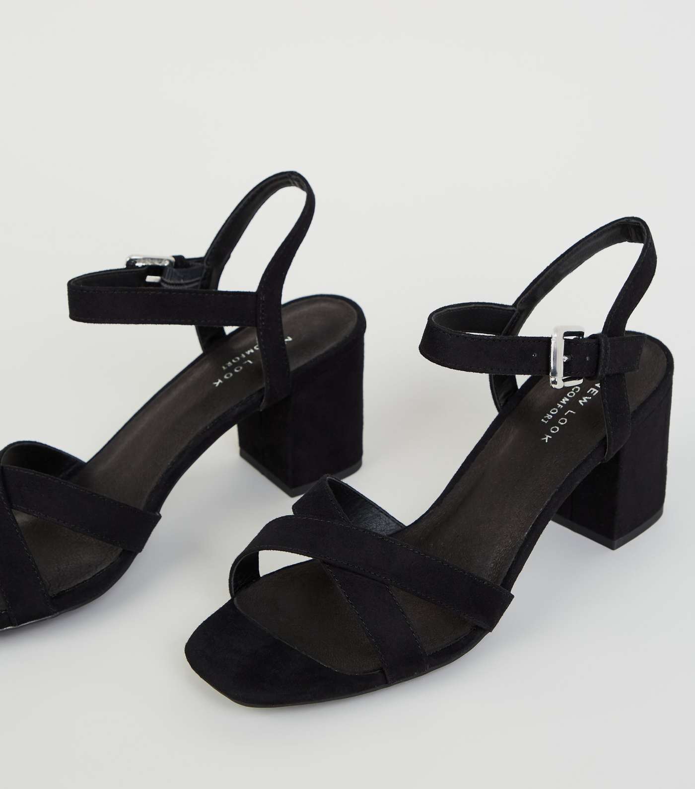 Black Comfort Flex Low Block Heel Sandals Image 4