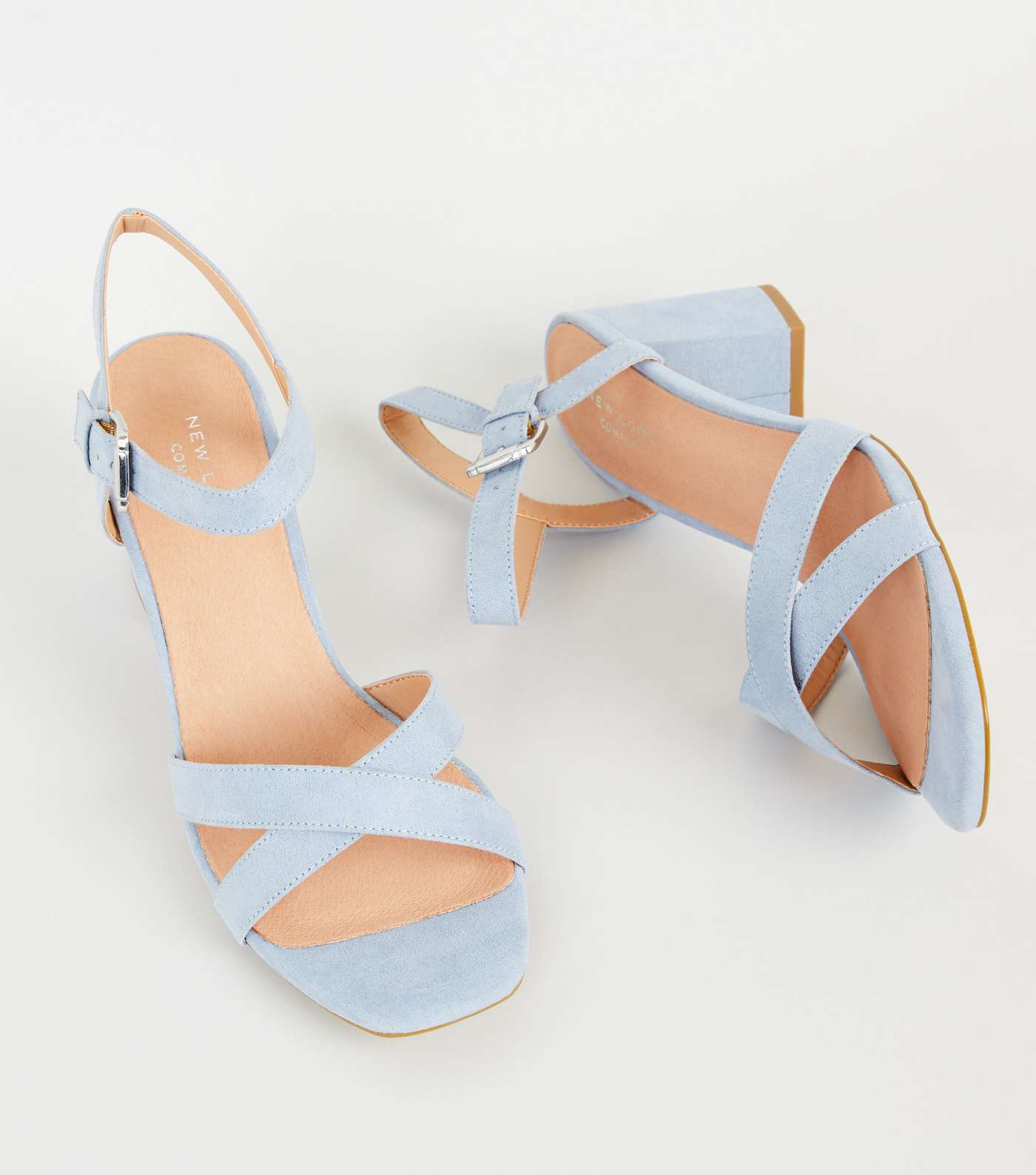 Pale Blue Comfort Flex Low Block Heel Sandals Image 3