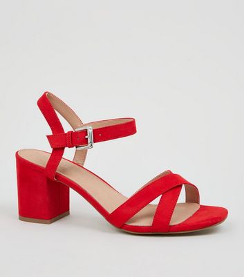 Red Comfort Flex Low Block Heel Sandals | New Look