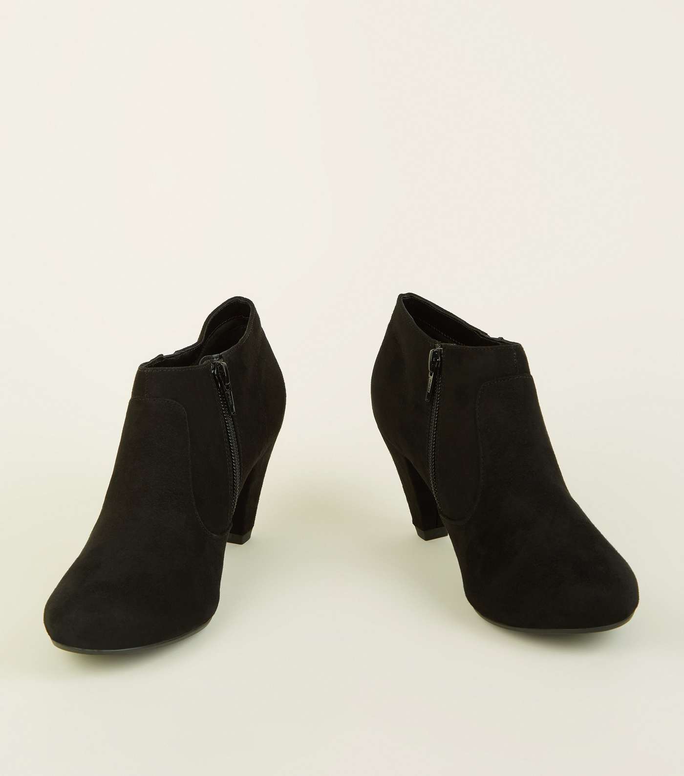 Black Suedette Cone Heel Boots Image 3
