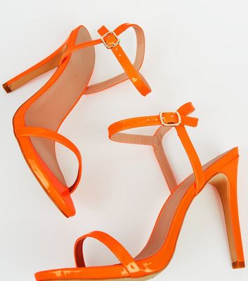 orange barely there heels