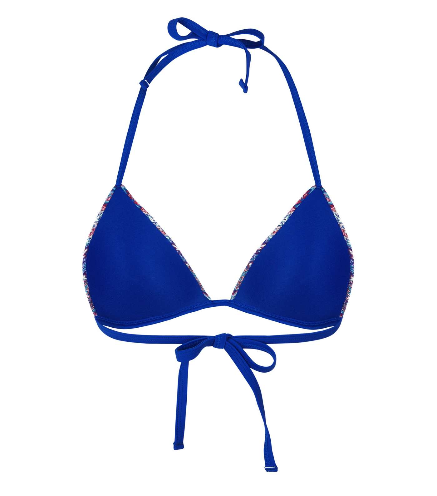 Blue Zig Zag Crochet Triangle Bikini Top  Image 5