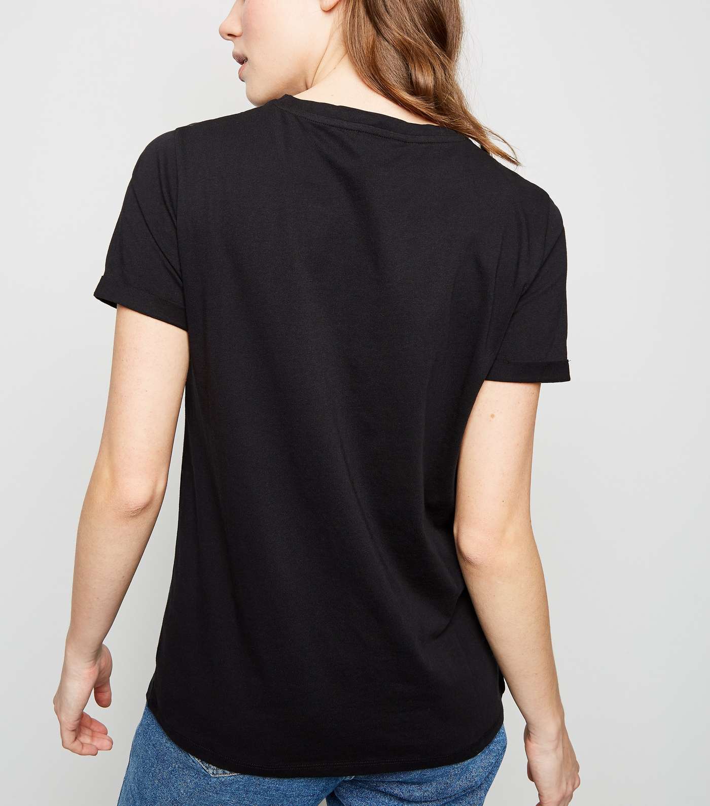 Black Organic Cotton Roll Sleeve T-Shirt Image 3