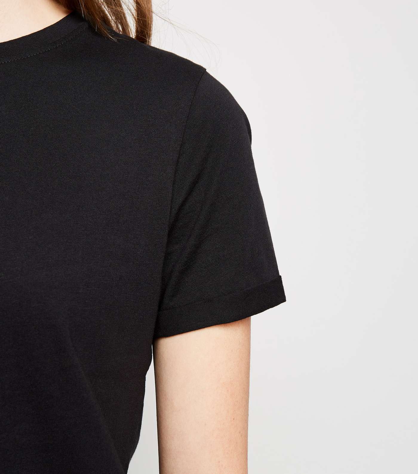Black Organic Cotton Roll Sleeve T-Shirt Image 5