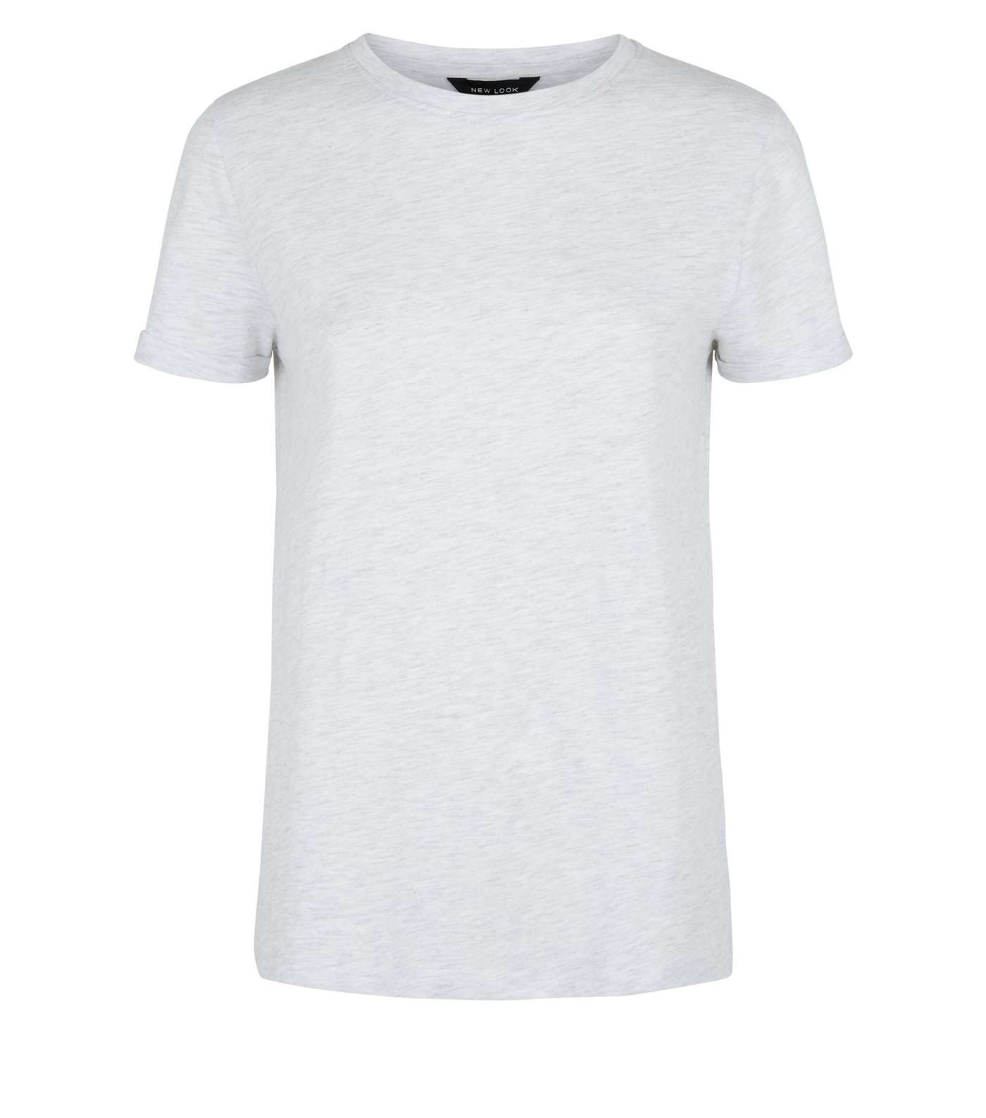 Pale Grey Organic Cotton Blend Roll Sleeve T-Shirt Image 4