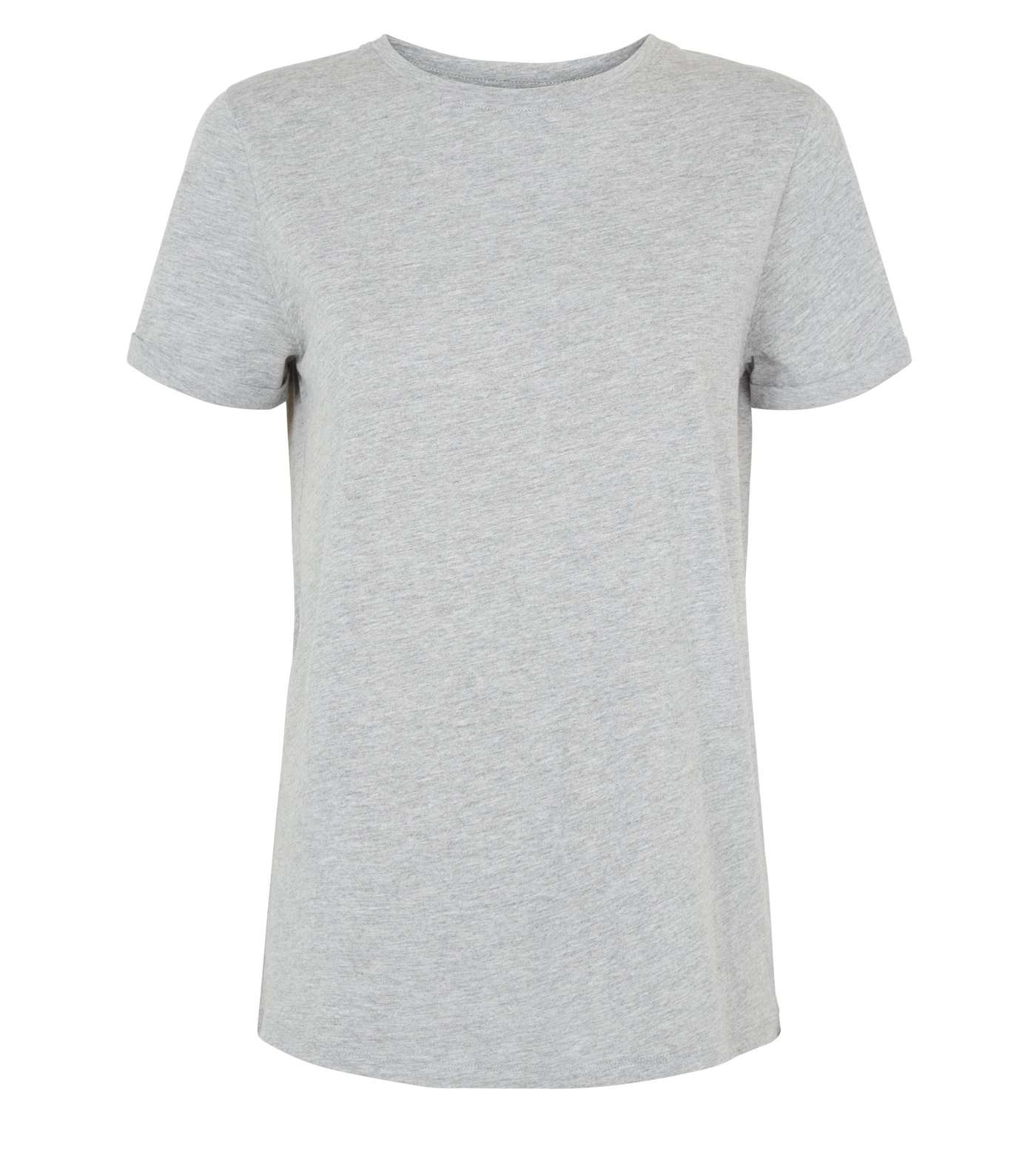Grey Organic Cotton Blend Roll Sleeve T-Shirt Image 4