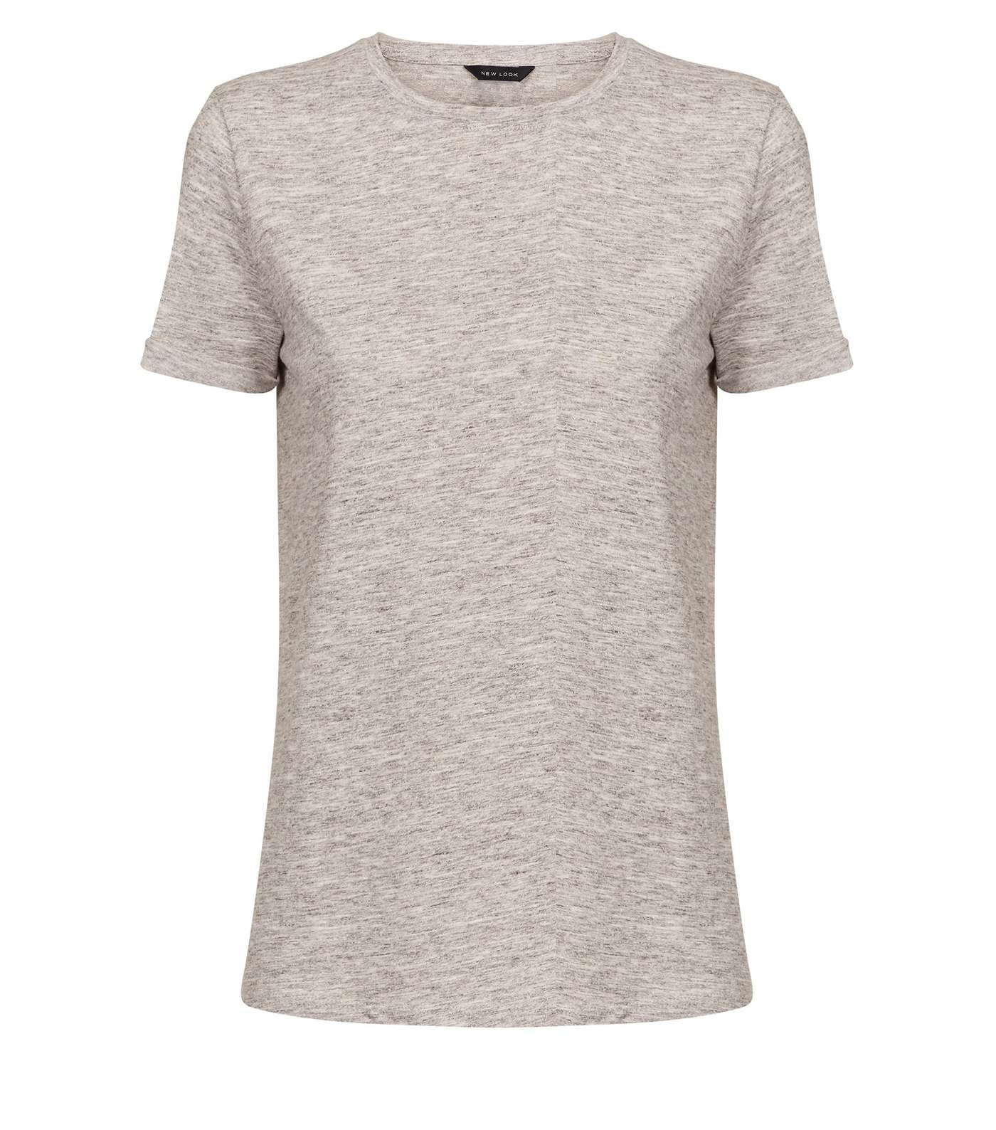 Grey Marl Organic Cotton Blend Roll Sleeve T-Shirt Image 4