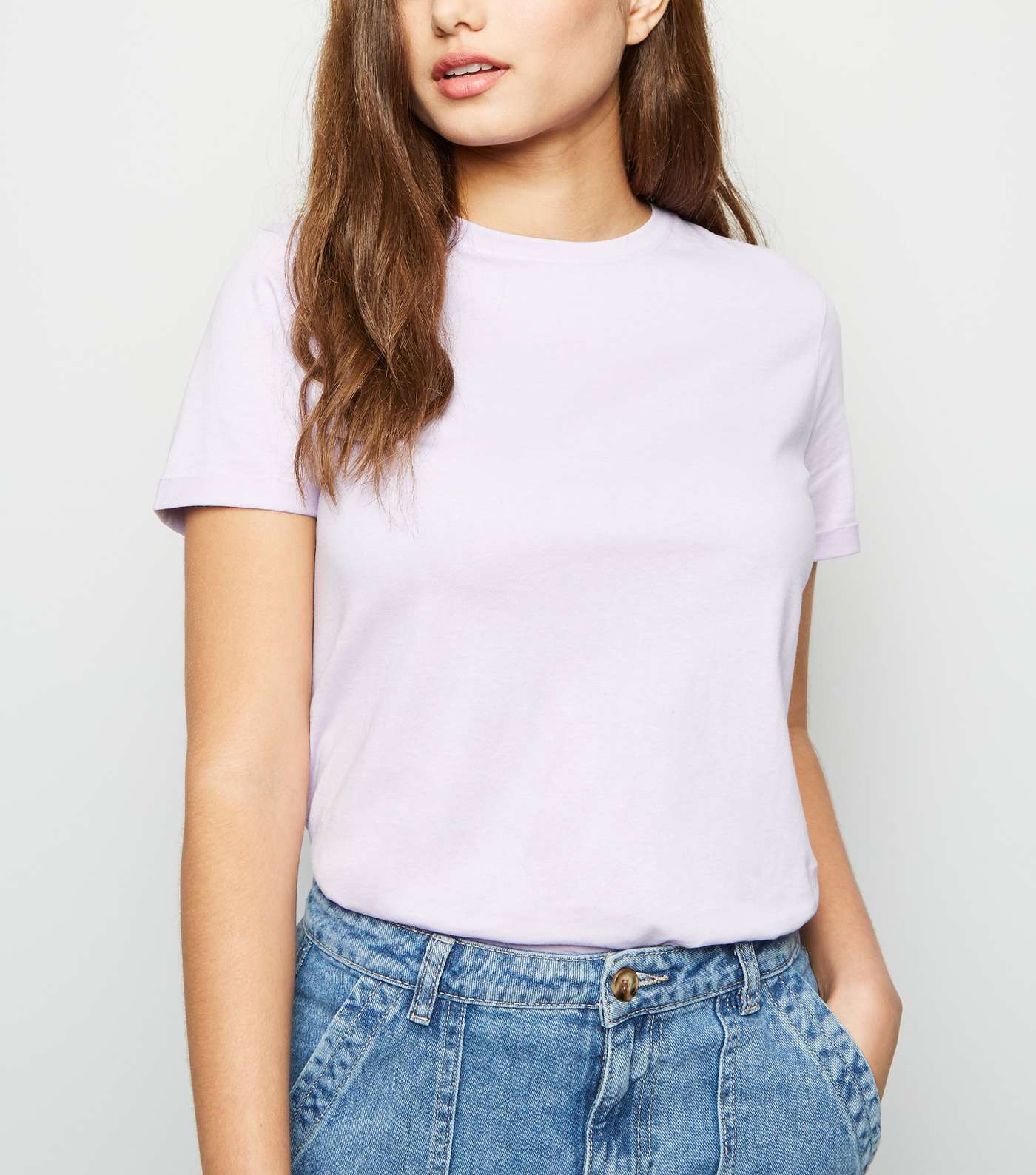 Lilac Organic Cotton Roll Sleeve T-Shirt