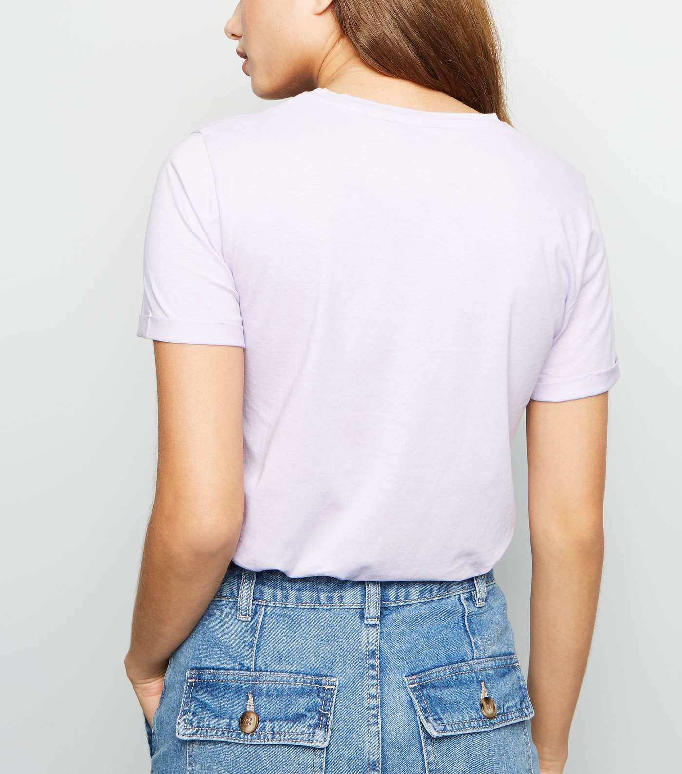 Lilac Organic Cotton Roll Sleeve T-Shirt Image 3