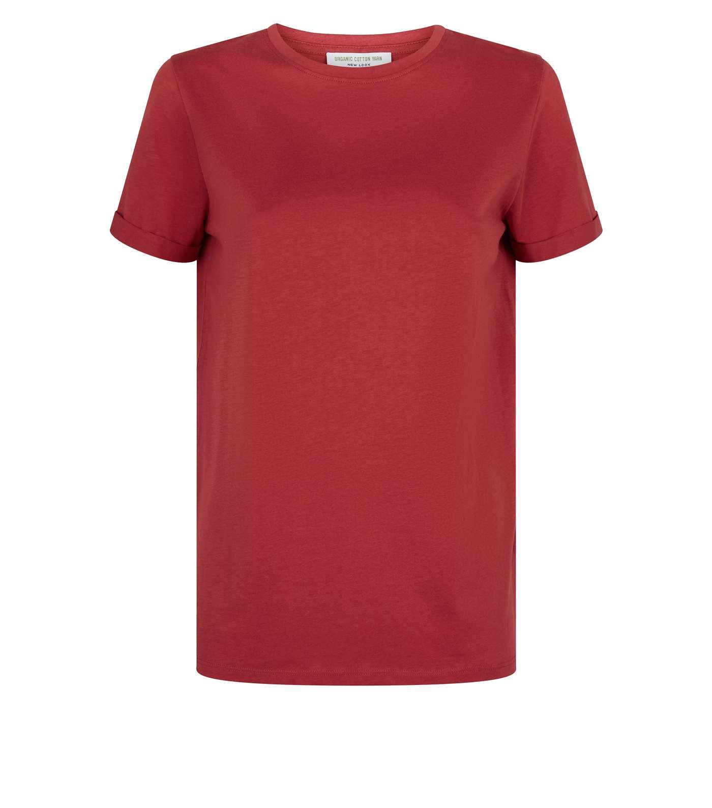 Dark Red Organic Cotton Roll Sleeve T-Shirt Image 4