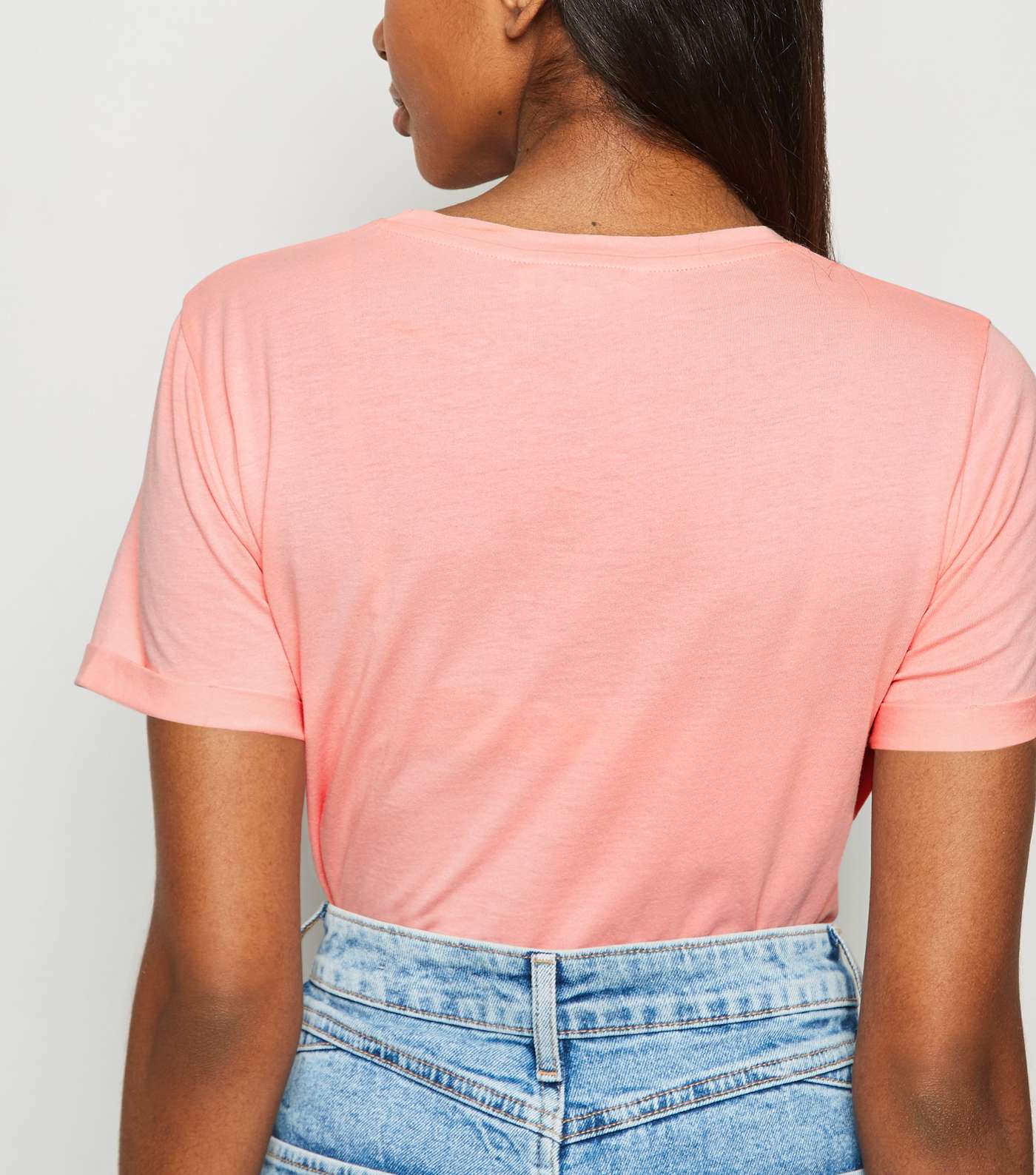 Mid Pink Organic Cotton Roll Sleeve T-Shirt Image 3