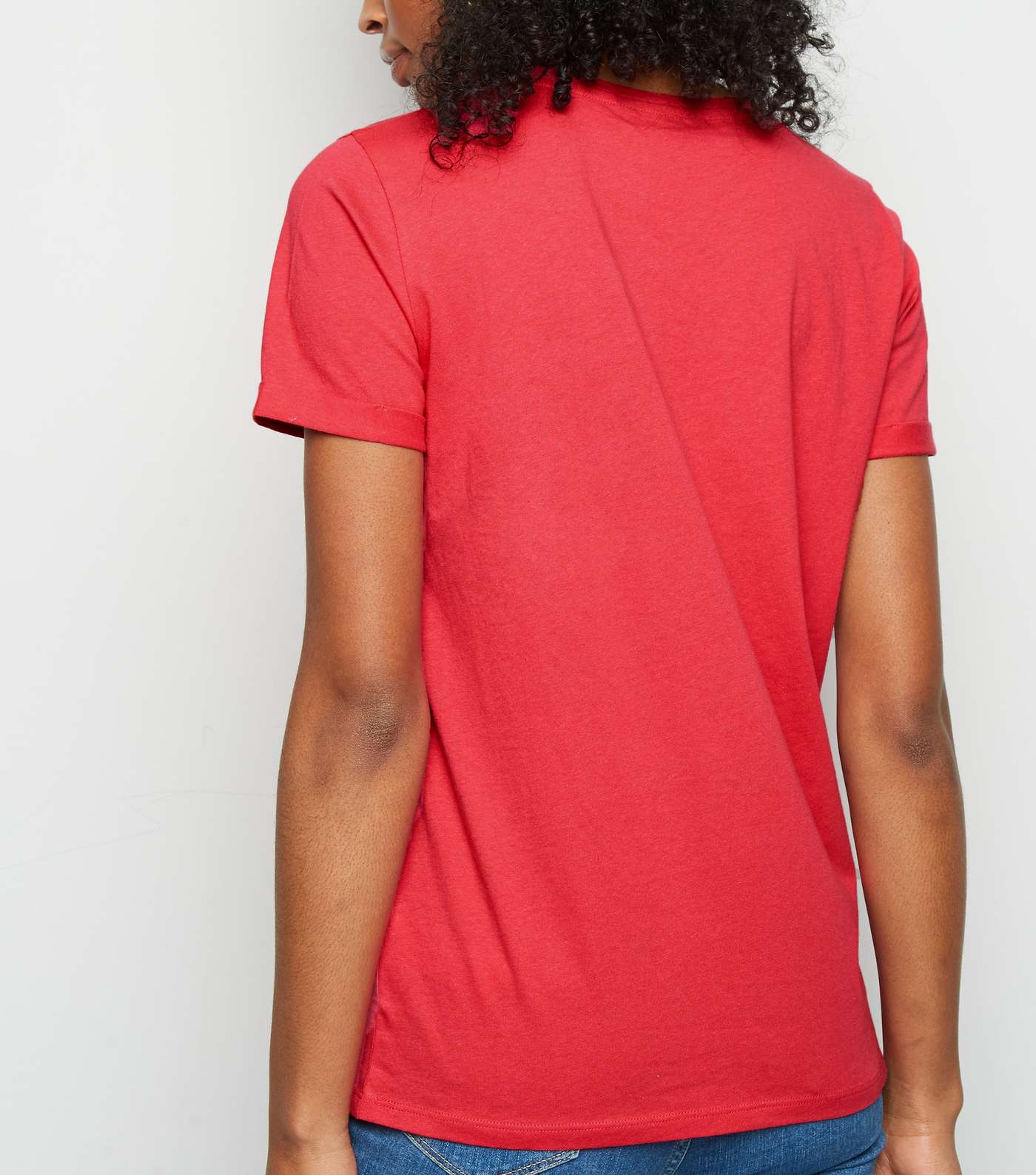 Deep Pink Organic Cotton Roll Sleeve T-Shirt  Image 3