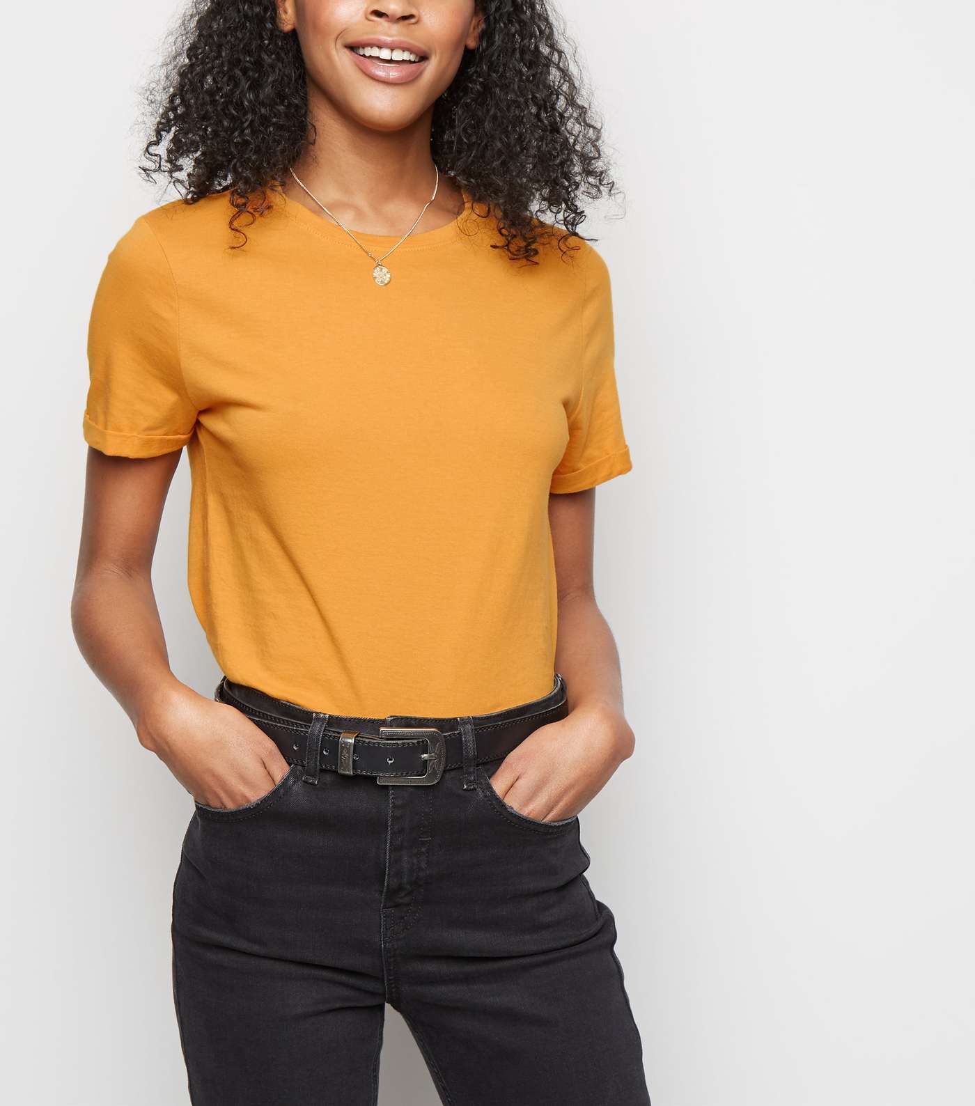 Bright Orange Organic Cotton Roll Sleeve T-Shirt