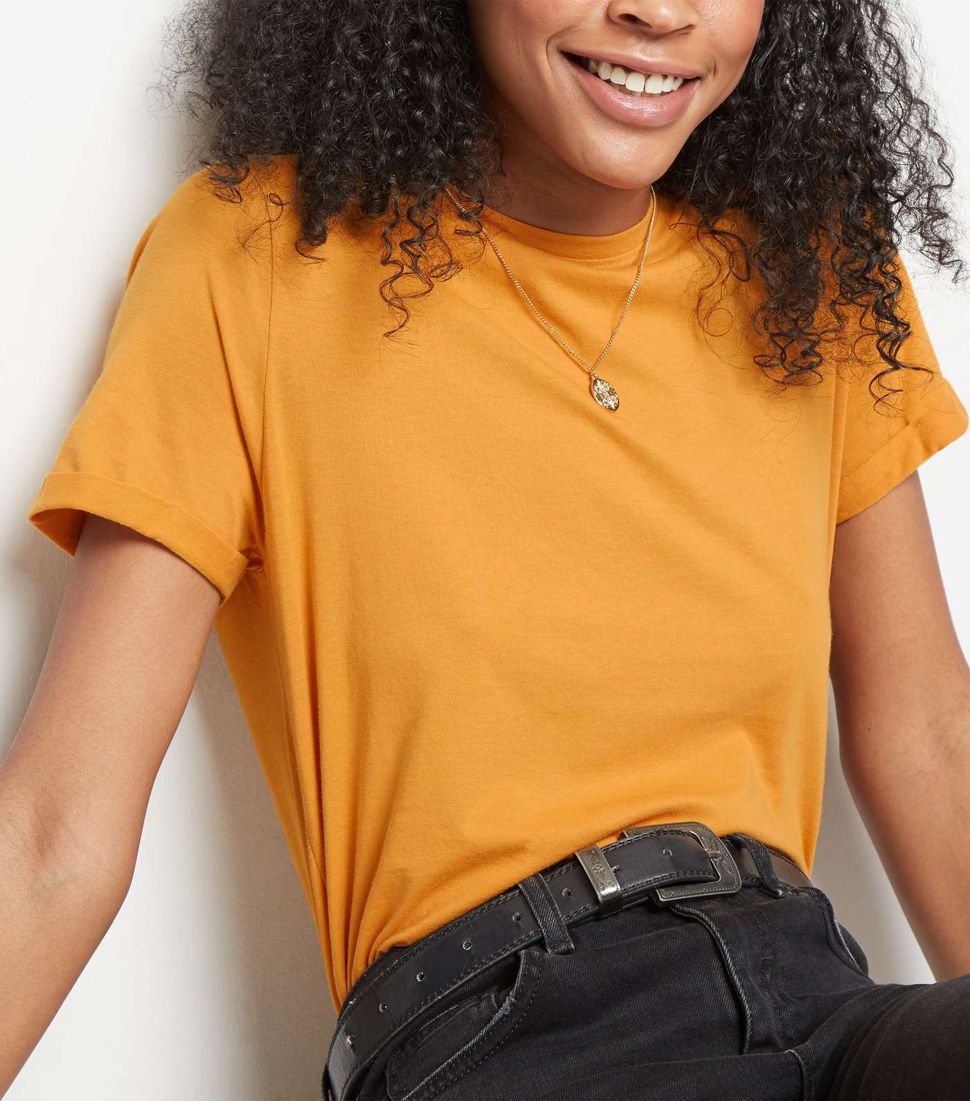 Bright Orange Organic Cotton Roll Sleeve T-Shirt Image 3