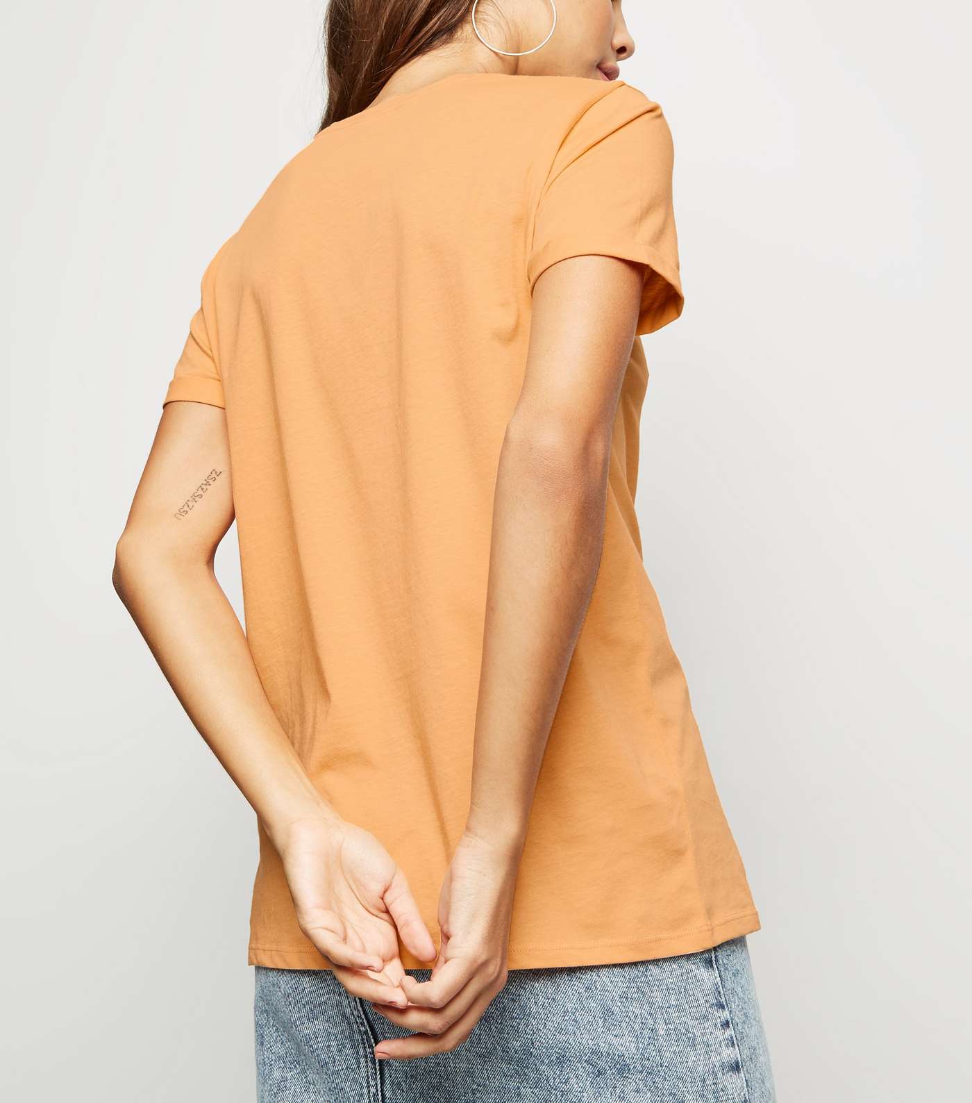 Coral Organic Cotton Roll Sleeve T-Shirt Image 2