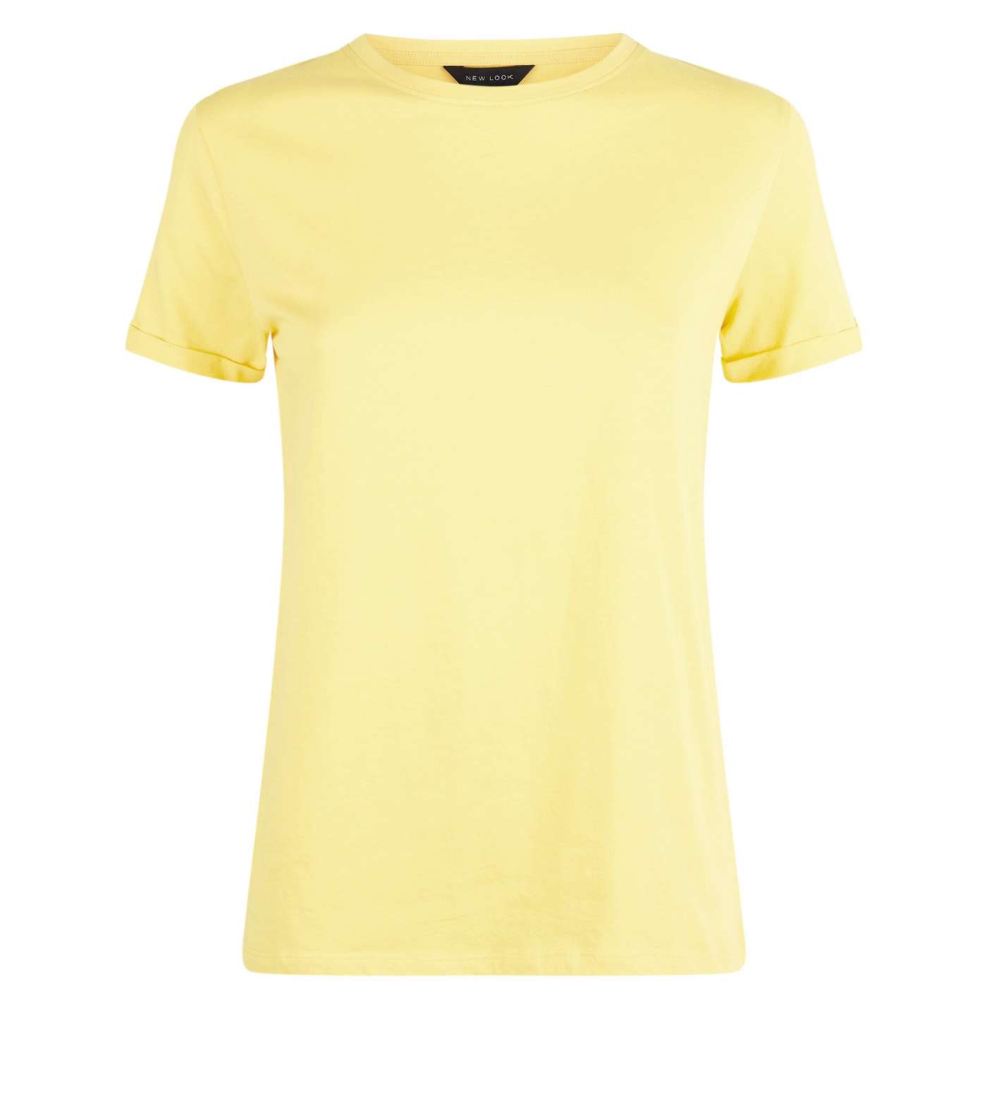 Yellow Cotton Roll Sleeve T-Shirt Image 4