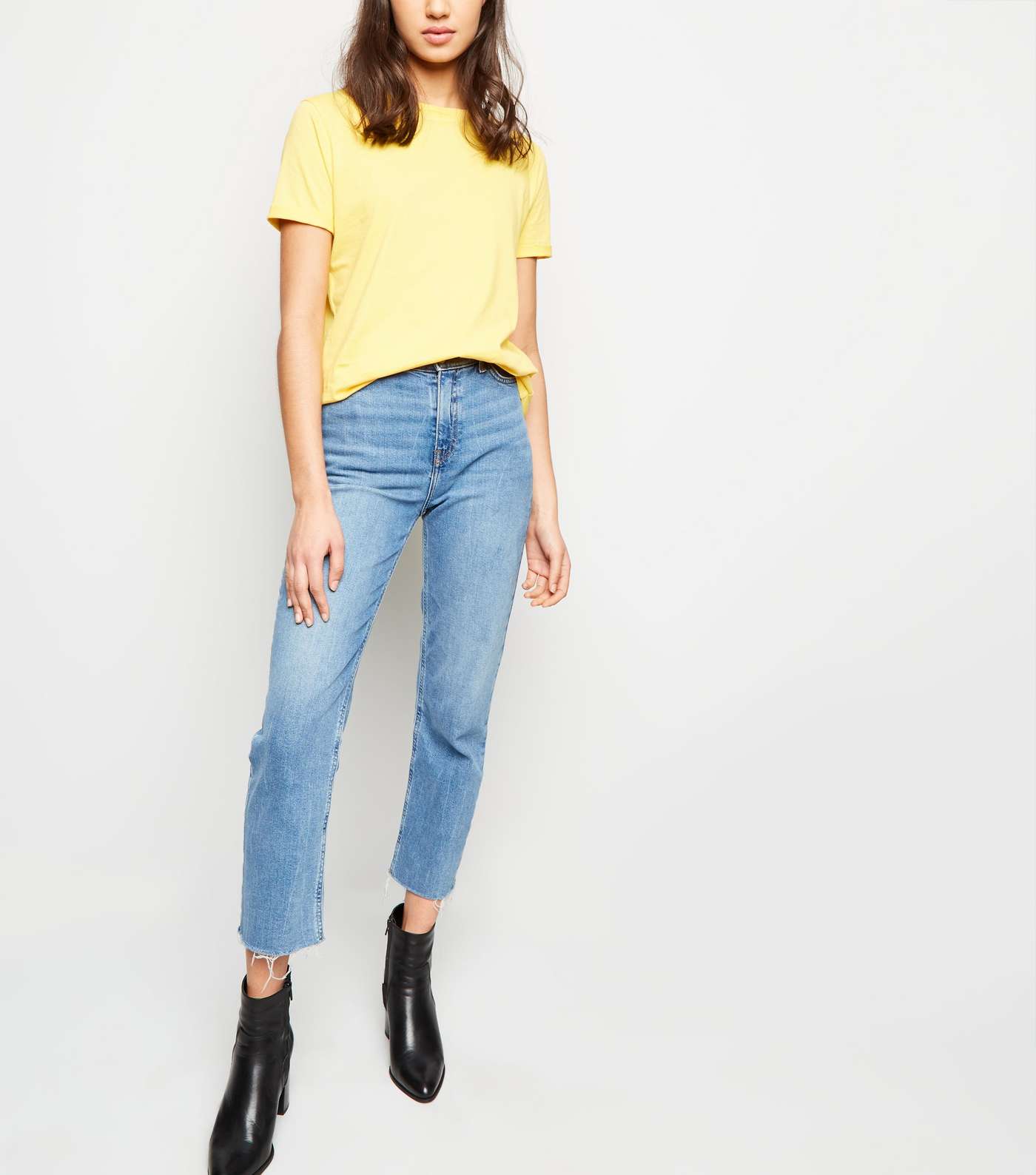 Yellow Cotton Roll Sleeve T-Shirt Image 2